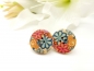 Preview: Blumen Knopf Ohrstecker Holz Button flower